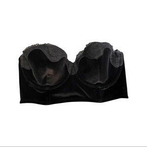 VICTORIA’S SECRET VELVET & LACE STRAPLESS BUSTIER BRA 32C